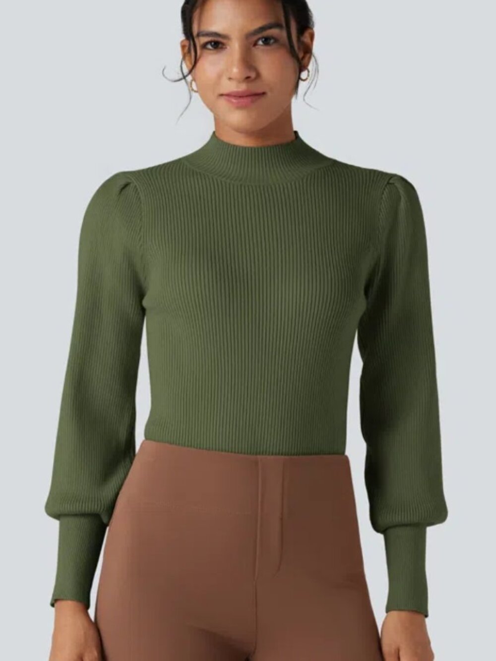NWT Halara Mock Neck Puff Long Sleeve Casual Sweater size medium